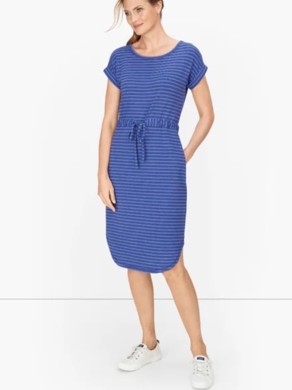 NWOT Talbots Striped Midi Blue Dress Small - Picture 5 of 5